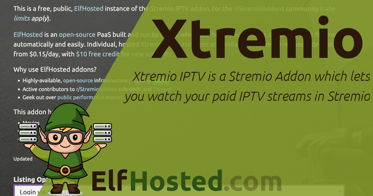 Hosted Xtremio IPTV For Stremio | ElfHosted